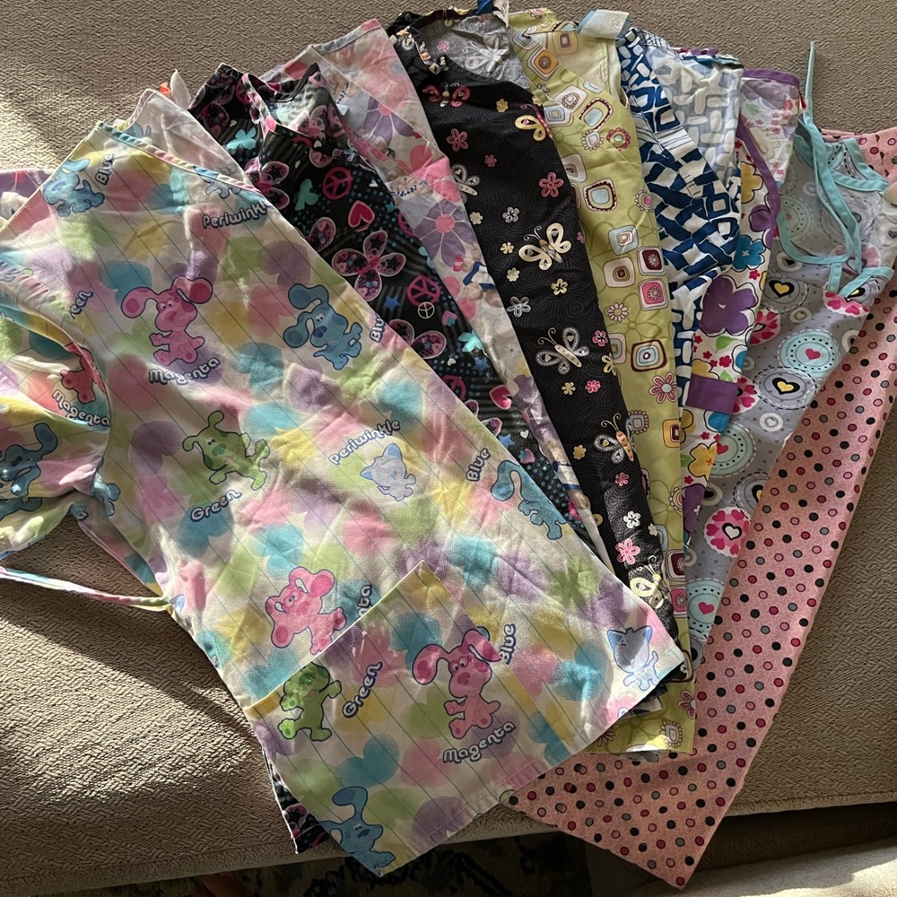 Colorful Women's Scrub Tops Lot of 9